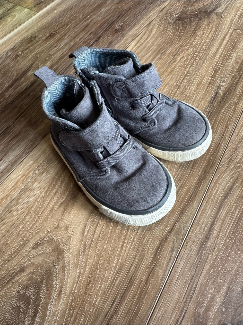 Cat & Jack Gray High-Top Canvas Sneakers with Hook-and-Loop Strap